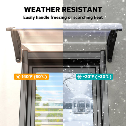 Window Awning Door Canopy, Polycarbonate Cover Patio Awnings, 30" x 50", Brown