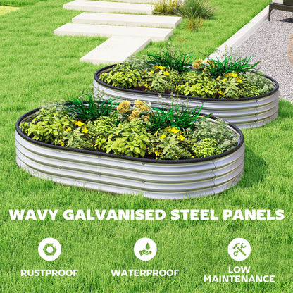 2Pcs Galvanized Raised Garden Bed, 4 x 3 x 1 ft Modular Metal Garden Beds with Rubber Strip Edging, Silver