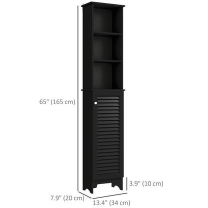 Tall Bathroom Storage Cabinet, Freestanding Linen Tower with 3-Tier Open Adjustable Shelf, White