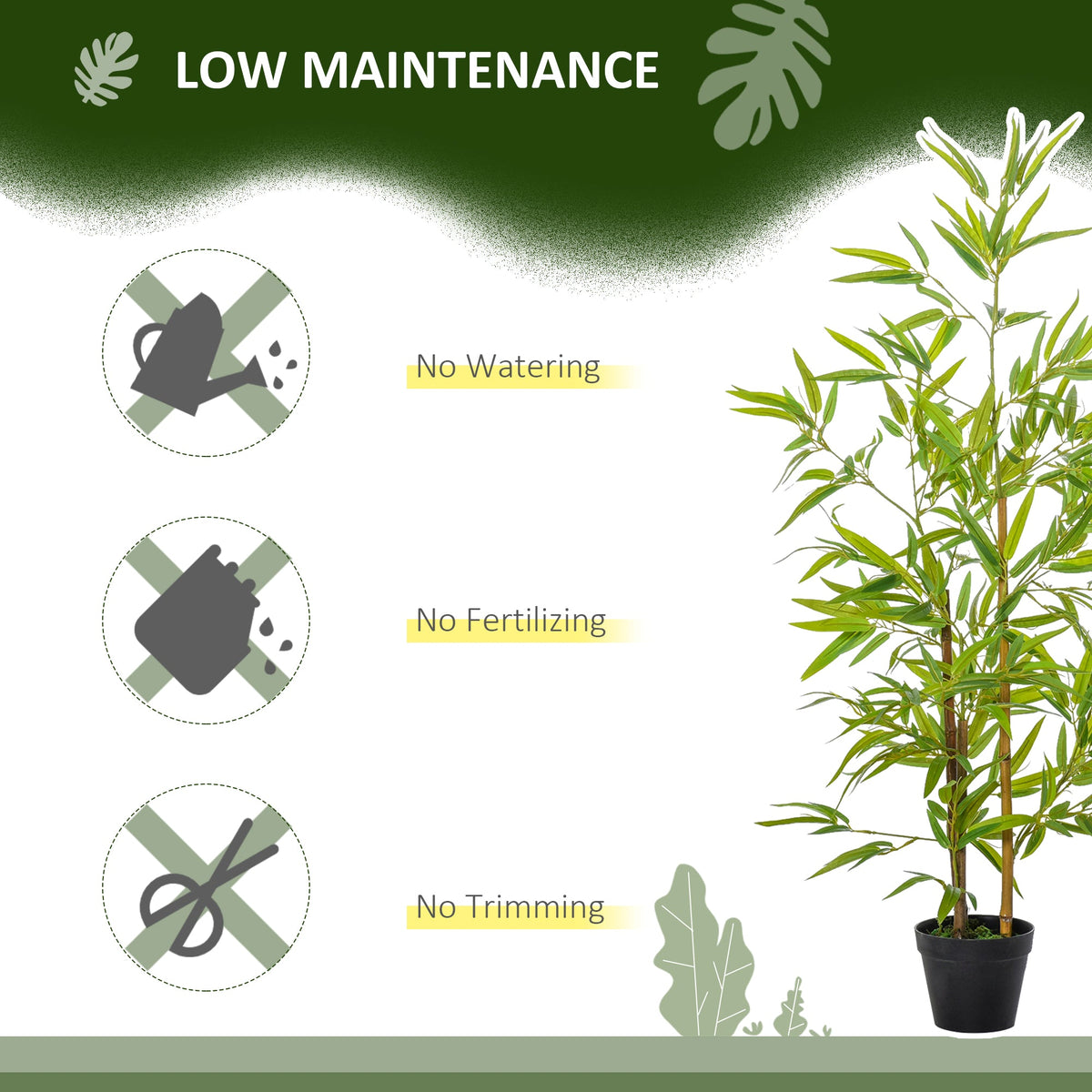 Artificial Bamboo Tree, 4ft Fake Tree with Realistic Leaf and Natural Trunk, Decorative Plant in Nursery