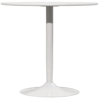 Modern Kitchen Table for 2 People, Round Dining Table with Steel Base for Living Room, Dining Room, White