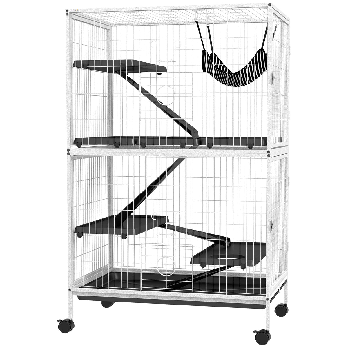 5-Tier Rolling Small Animal Cage, Deluxe Guinea Pig Cage, Ferret Cage for Mink Chinchilla Kitten Rabbit, Grey