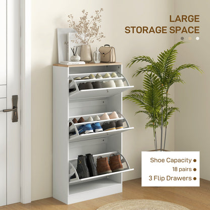 Modern Shoe Storage with 3 Flip Drawers and Adjustable Shelves, Shoe Cabinet Organizer for 12-18 Pairs of Shoes, Black