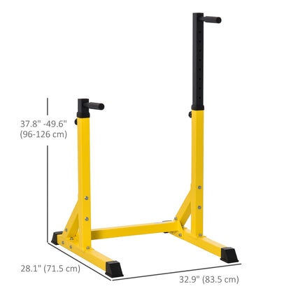Dip Station, Body Press Parallel Bar with 10 Adjustable Height, Home Gym Workout Trainer Dip Bar, Yellow