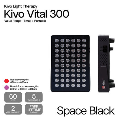 Kivo Vital 300: Portable Small Red Light Therapy Panel + Integrated Stand