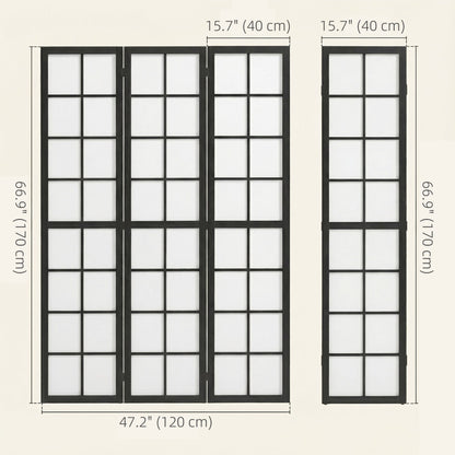3 Panel Room Divider, 5.6 ft Folding Wall Divider Room Partition for Home Office, Bedroom, Black
