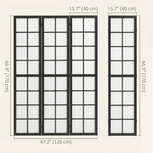 3 Panel Room Divider, 5.6 ft Folding Wall Divider Room Partition for Home Office, Bedroom, Black