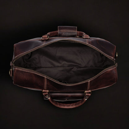The Voyager Duffle - Brown Full-Grain Distressed Leather Duffle Bag