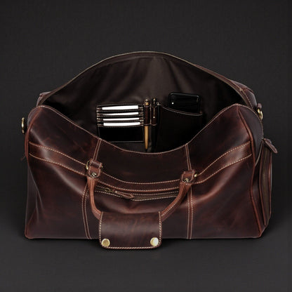 The Voyager Duffle - Brown Full-Grain Distressed Leather Duffle Bag