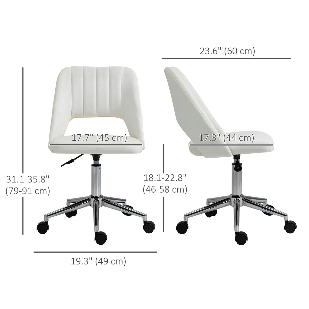 Mid Back Office Chair Velvet Fabric Swivel Scallop Shape Computer Desk Chair, Green