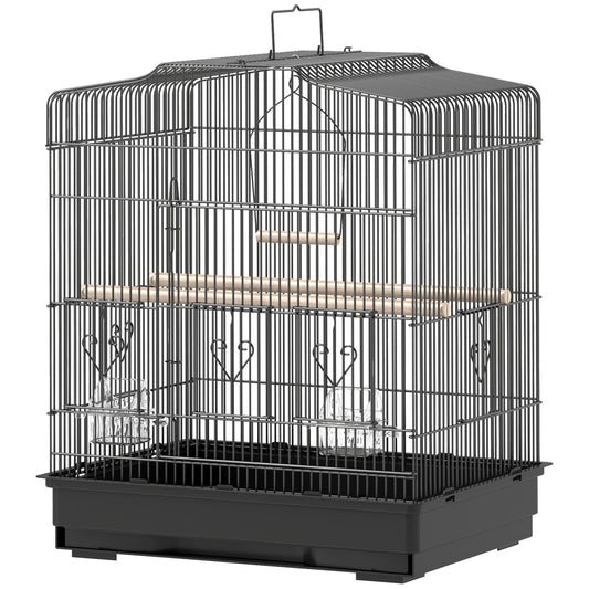 23" Bird Cage, Finches Canaries, Parrot Cage with Doors Perches, 2 Feeder Pet Supplies, Black