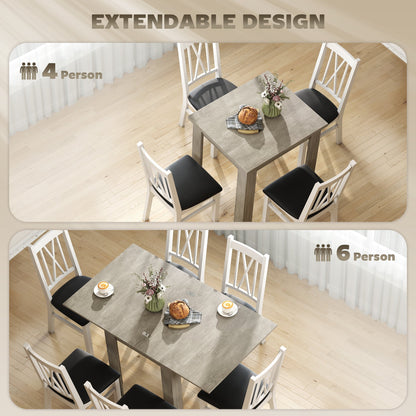 55" Extendable Dining Table for 4-6, Kitchen Table with Steel Slides and Felt Pads for Small Spaces, Black