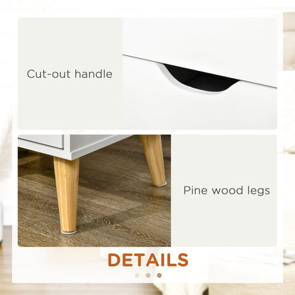 Jesse Nightstand with 2 Drawers and Pine Wood Legs-White