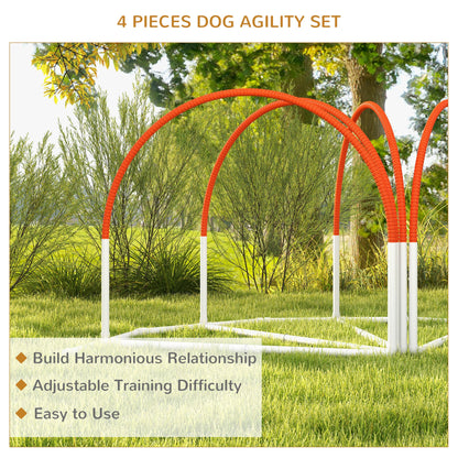 Dog Agility Kit Pet Obstacle Course Training Equipment Outdoor with Weave Poles, Carry Bag, Black