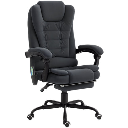 7-Point Vibrating Massage Chair, Reclining Office Chair with Footrest, Reclining Back, Adjustable Height, Black
