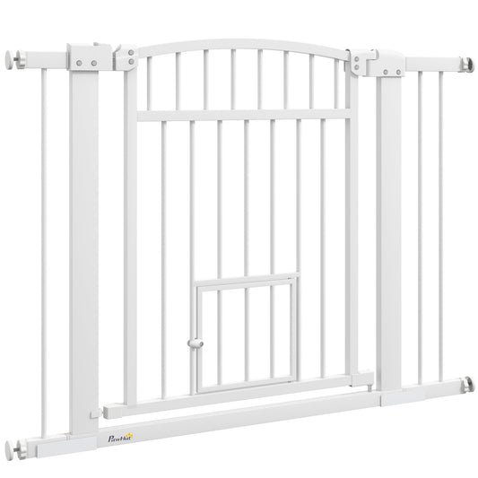 30"-41" Extra Wide Pet Gate with Small Door, 30" H Dog Gate with 3-Inch and 5.5-Inch Extension Kit