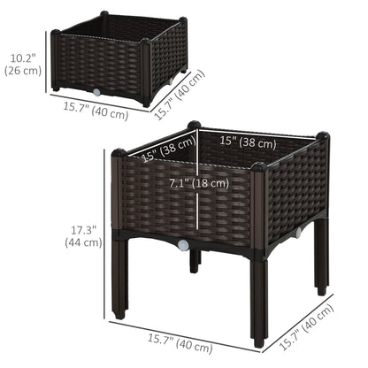 1 Piece Raised Garden Bed PP Raised Flower Bed Vegetable Herb Grow Box Stand Brown