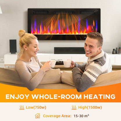 Marley 42" Thin Electric Freestanding/Wall Mounted Electric Fireplace Heater with Eco Mode