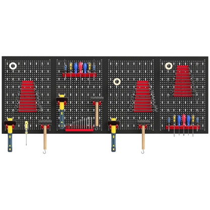 38 Piece Metal Peg Board with Accessories, Shelf Tool Organizer, Black and Red
