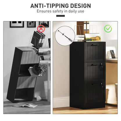 2 Drawer Filing Cabinet with Lock, Office Storage Cabinet with Adjustable Hanging Bars for A4 Letter Size Files, Black