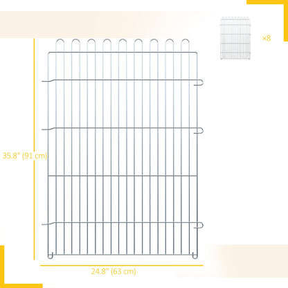 24inch 8-Panel Dog Playpen Octagon Pet Exercise Playpen Crate Foldable Dog Cage Pen Puppy Kennel, Black
