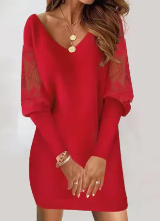 Olivia | Elegant Dress with Floral Lace Detail (One Piece)
