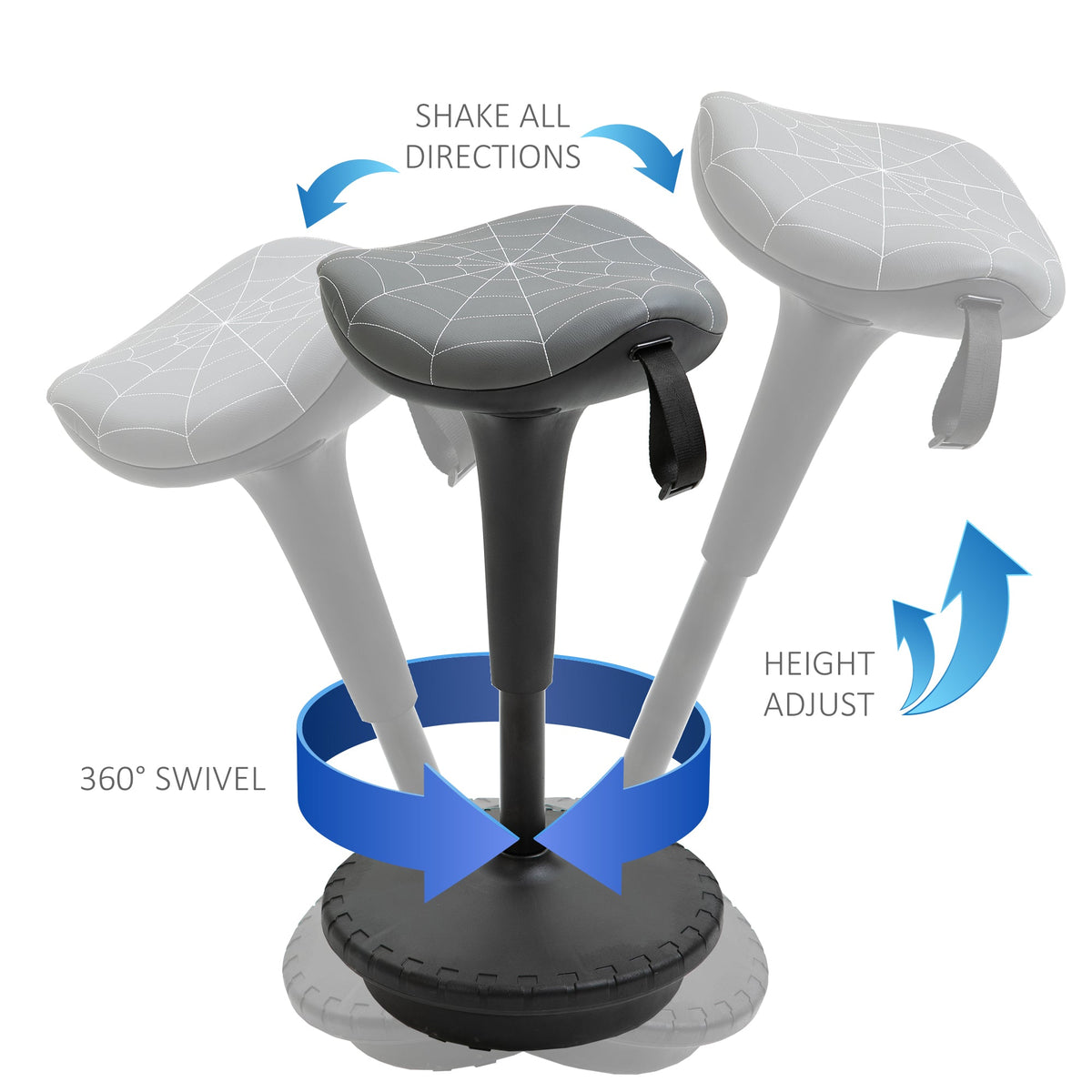Backless Wobble Stool Chair, Standing Desk Chair, Adjustable Learning Stool for Office Desks, with Rocking Motion, Brown