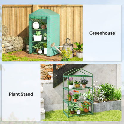 5 Tier Mini Greenhouse, Portable Outdoor Flower Stand with Shelf Clips, Indoor Greenhouse with Steel Frame, Transparent, 27.25" x 19.25" x 76", Green