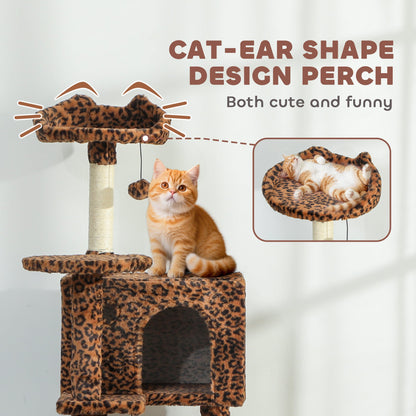 63 Inch Cat Tree with Sisal Scratching Posts, Condos, Plush Perches, Hammock, Ladder, Dangling Balls, Beige