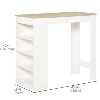 Bar Table, High Top Pub Table with 4 Storage Shelves, Modern Bar Height Table for Home Bar, Kitchen, Grey