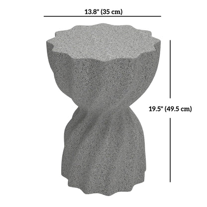 Spiral Decorative Garden Stool, Flower Top Outdoor Stool Side Table Plant Stand Footstool for Indoor Outdoor, Grey