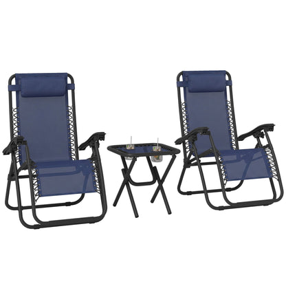 Zero Gravity Chair Set of 2 Patio Chair with Side Table Cupholders and Pillows for Pool, Backyard, Lawn, Black