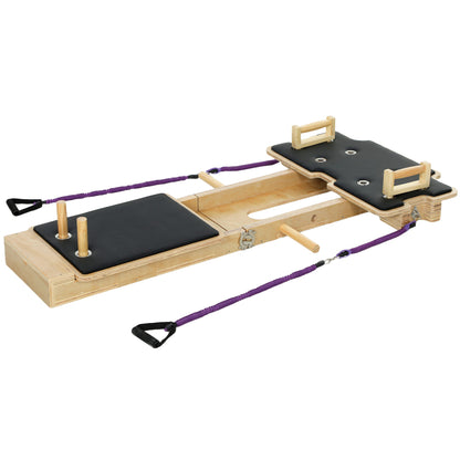 Foldable Pilates Reformer Machine, Multifunctional Pilates Board with Resistance Bands and Multi-Grips for Home Gym