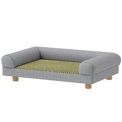 Pet Sofa, Dog Couch Bed for Small Dogs, Elevated Pet Sofa with Solid Feet for Indoor Kittens, Grey