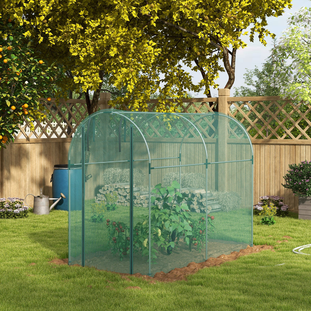Galvanized Steel Crop Cage, Plant Protection Tent with Zippered Door, 4' x 4', Black
