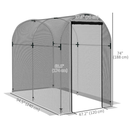 Galvanized Steel Crop Cage, Plant Protection Tent with Zippered Door, 4' x 4', Black