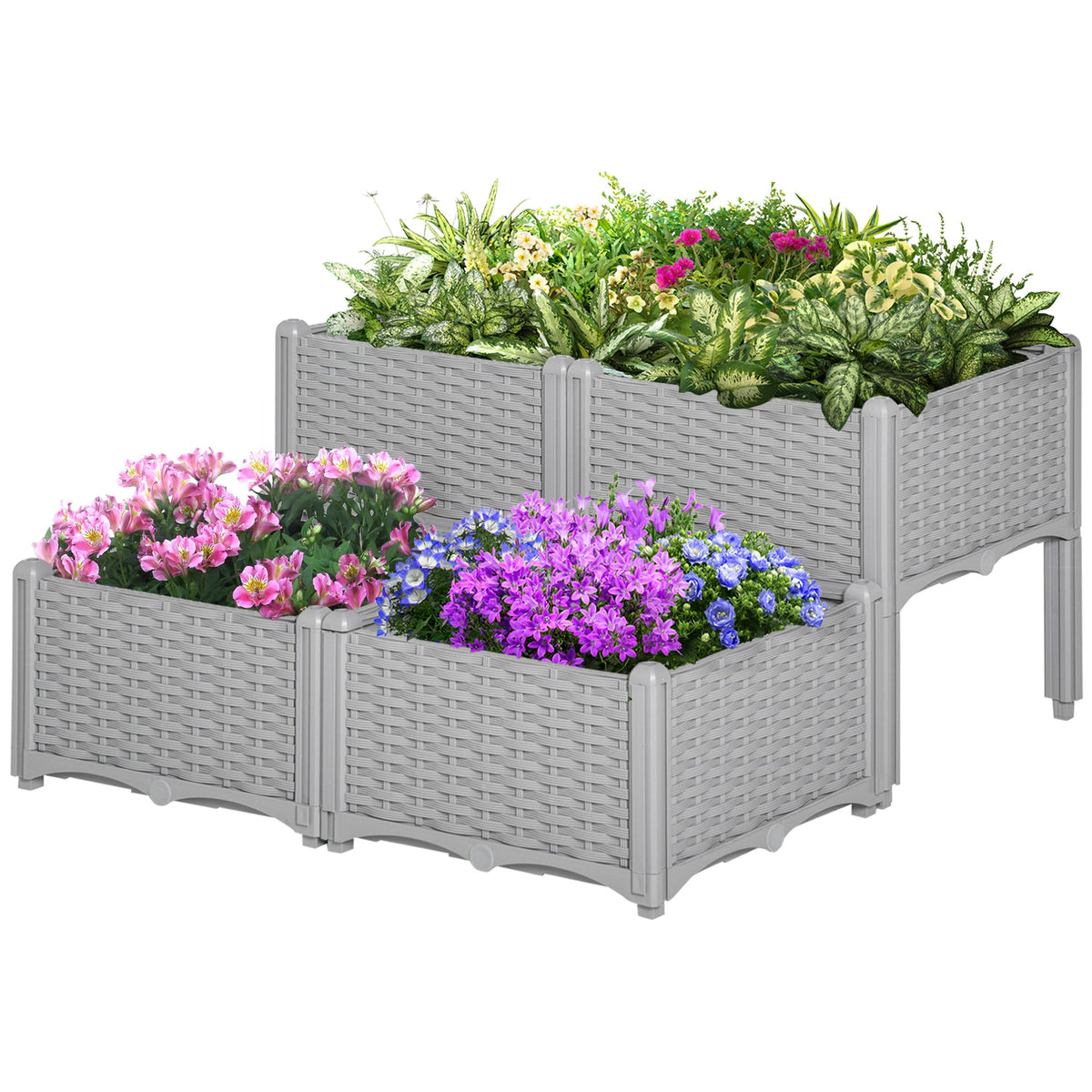 1 Piece Raised Garden Bed PP Raised Flower Bed Vegetable Herb Grow Box Stand Brown