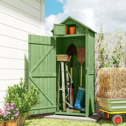 30" x 21" x 71" Garden Storage Shed, Sheds & Outdoor Storage Outdoor Workshop Yard Tool Utility Storage House Water-resistant All-weather Cover Spire Roof with 3 Tiers Shelves Grey