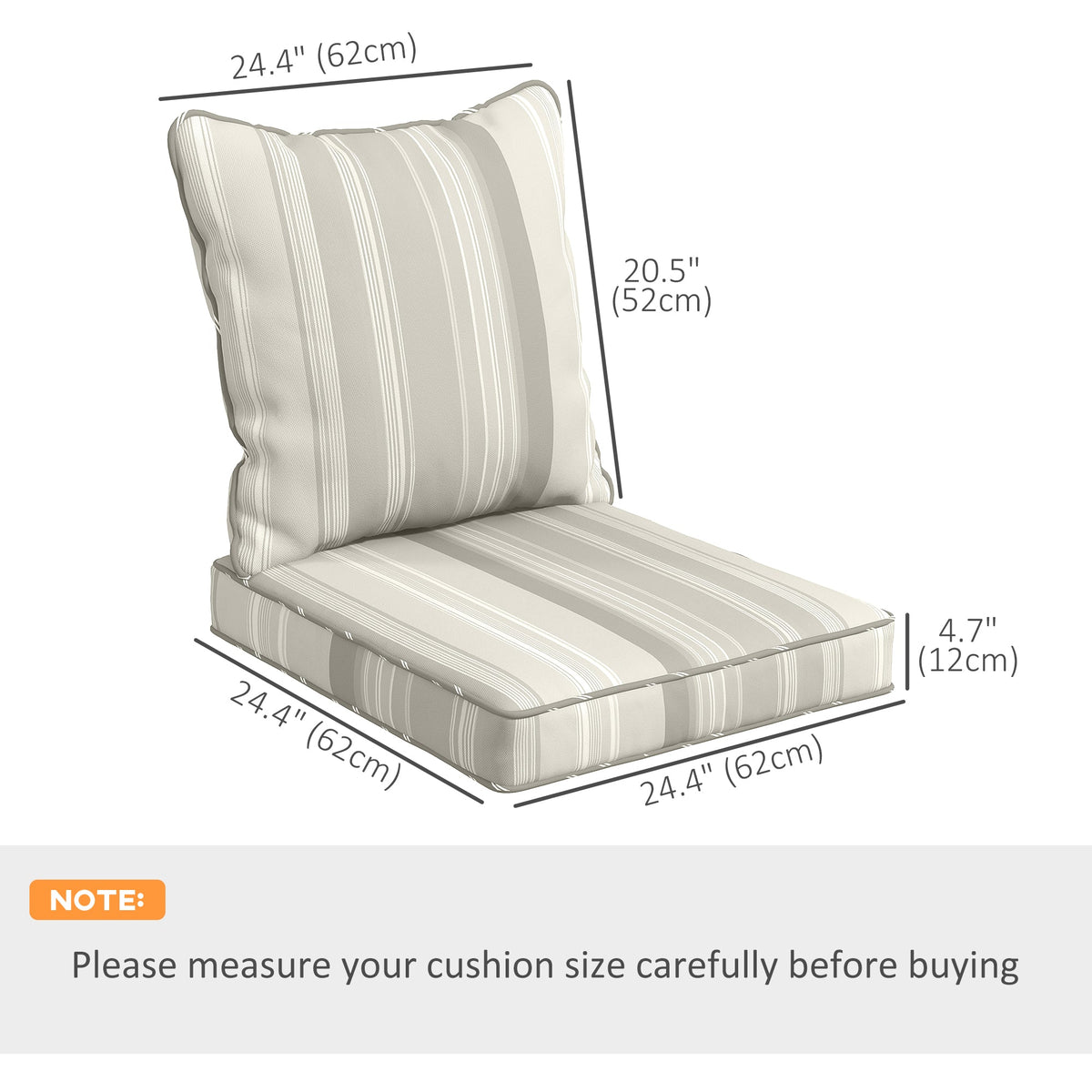 Seat Cushion Back Pillows Replacement Set of 2, Patio Chair Cushions Set for Indoor Outdoor, Blue