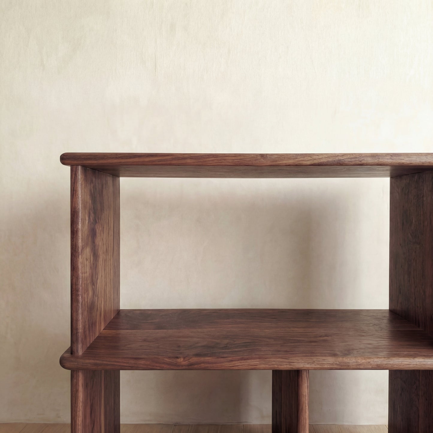 Console bookcase in walnut