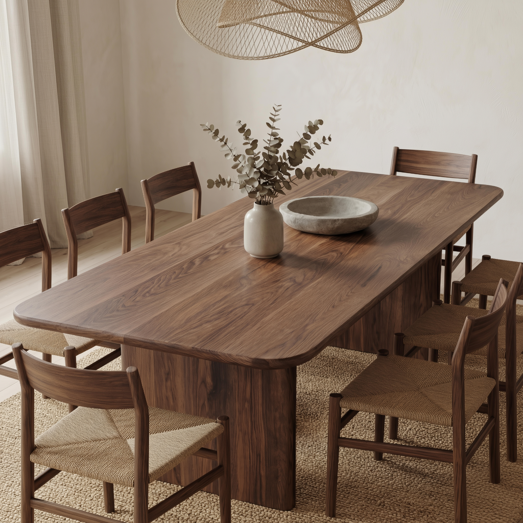 8 person dining table in walnut