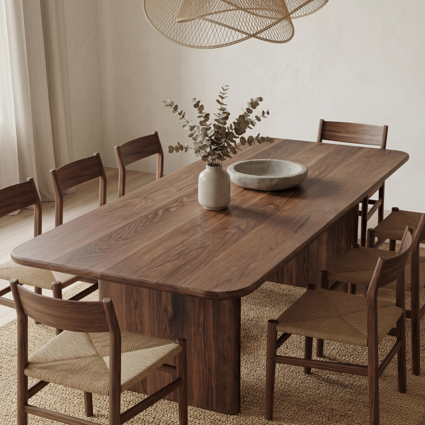 8 person dining table in walnut