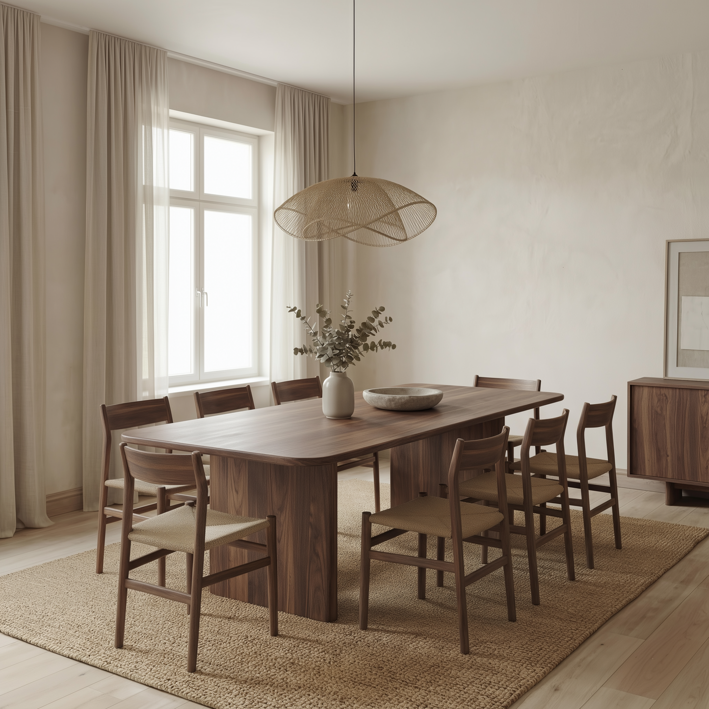 8 person dining table in walnut