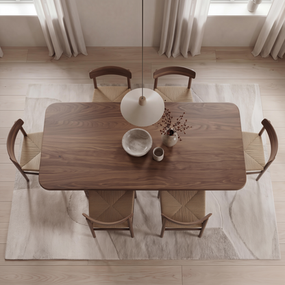 6 person dining table in walnut