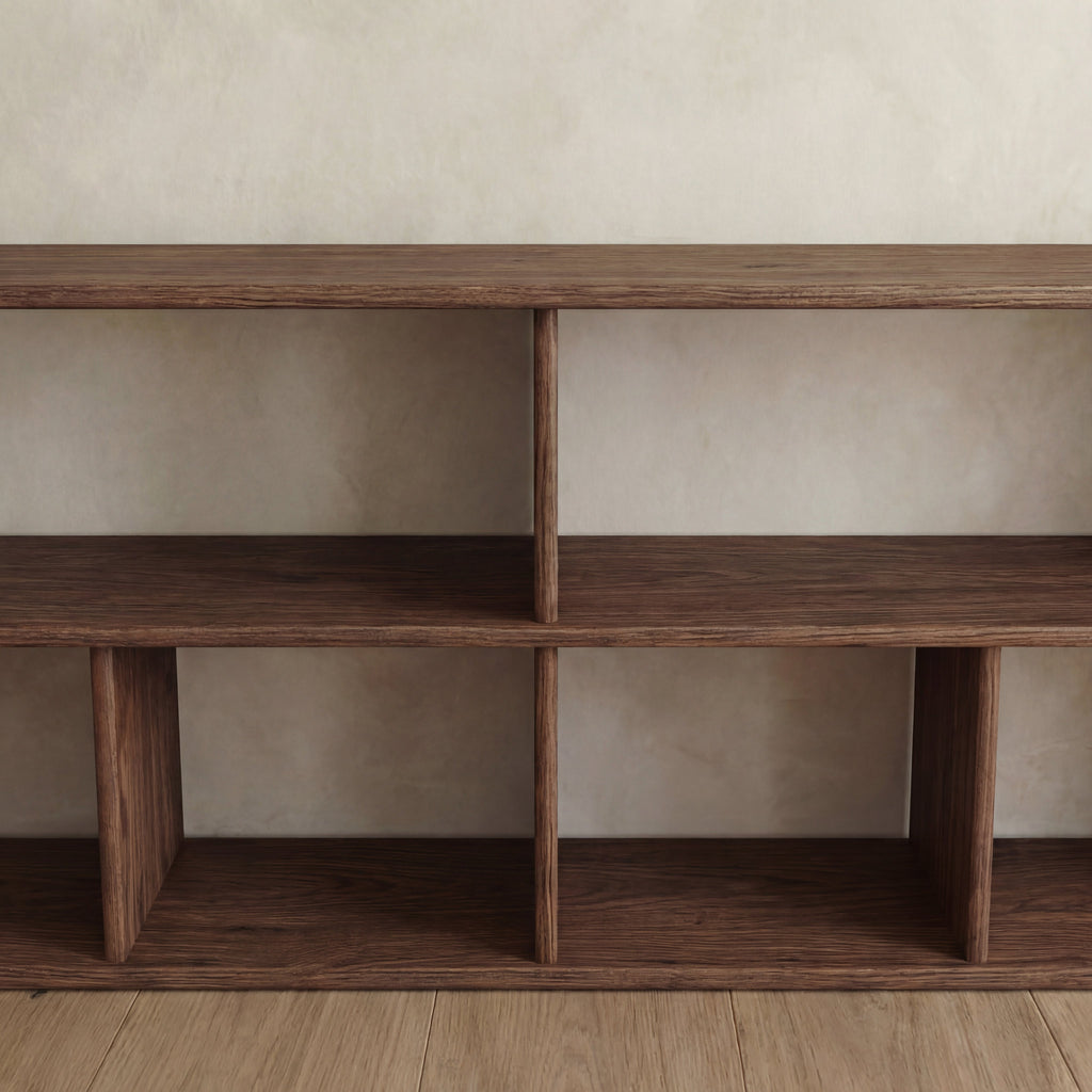 65 inch bookshelf TV stand in walnut