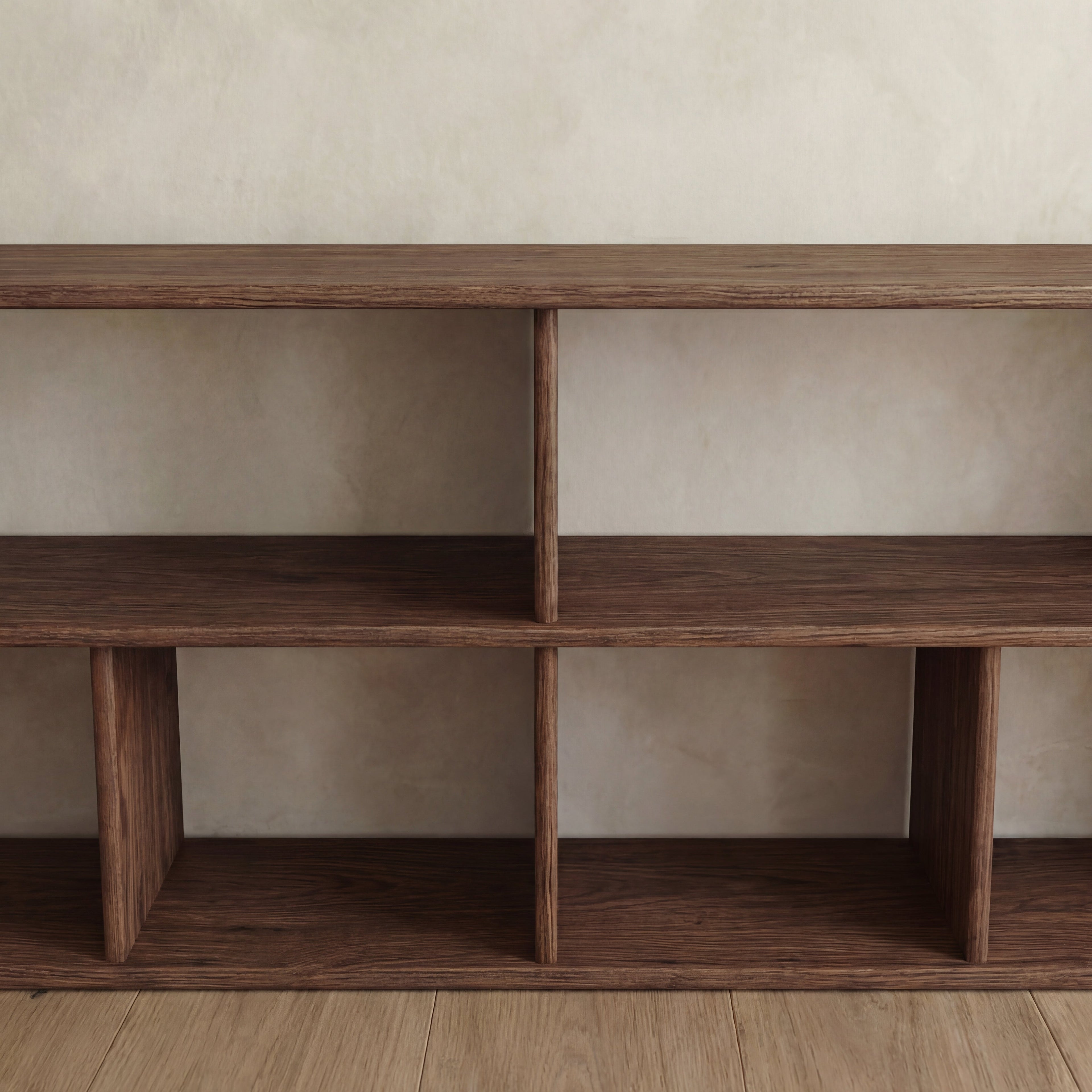 65 inch bookshelf TV stand in walnut