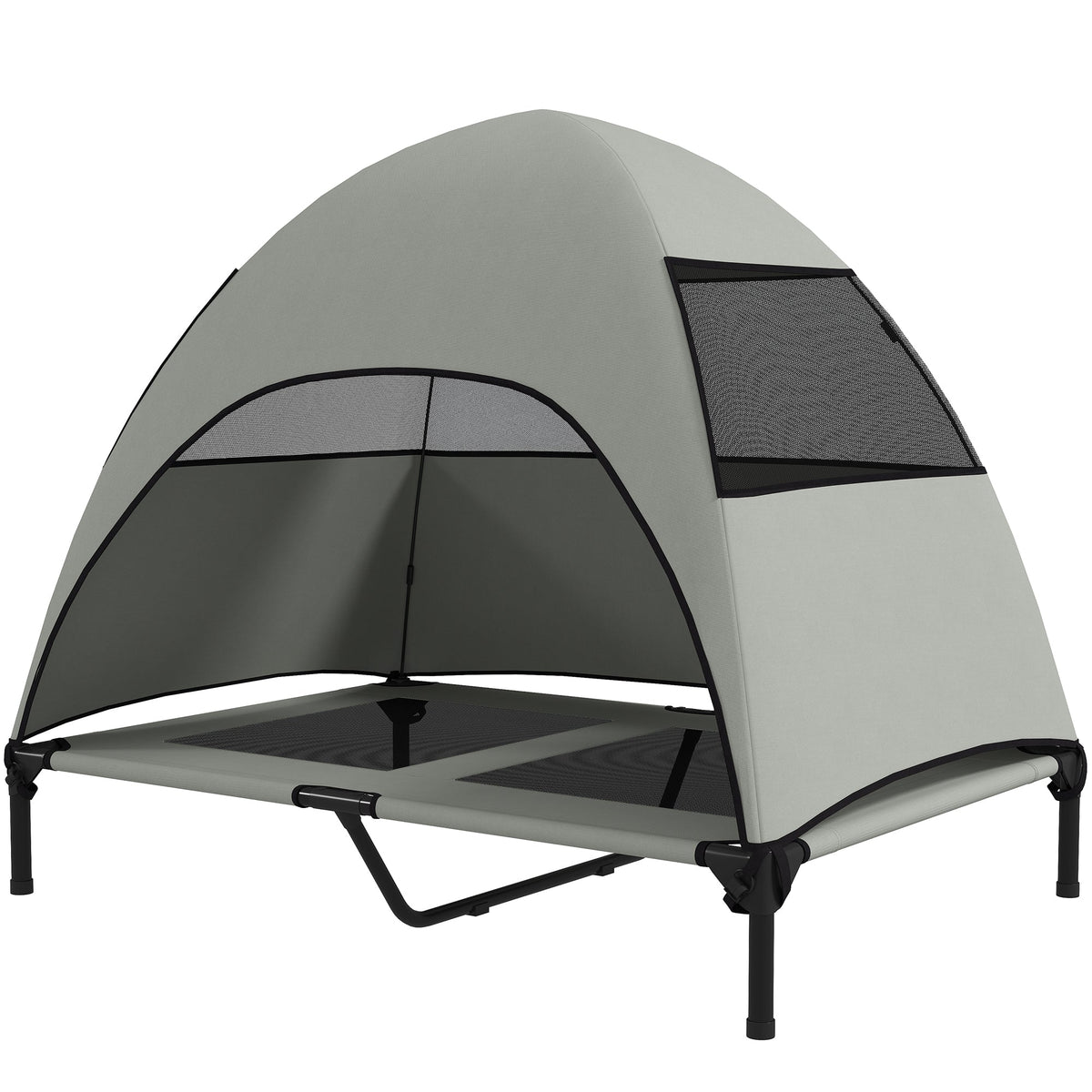 Elevated Dog Bed with Canopy Raised Dog Bed Washable Mesh Steel Frame 41.7" x 29.9" x 39" Coffee
