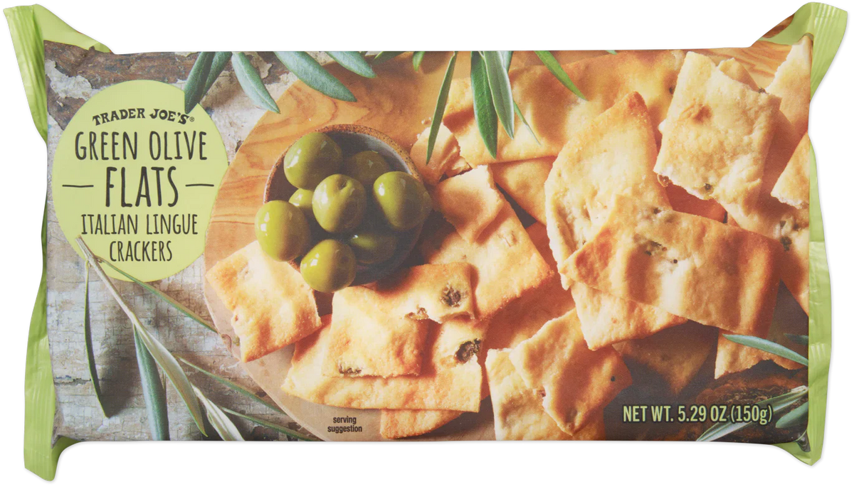 Trader Joe's Green Olive Flats Italian Lingue Crackers, 150g
