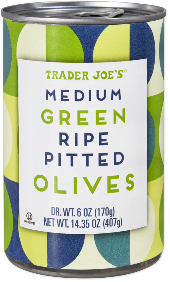 Trader Joe's Medium Green Ripe Pitted Olives, 407g