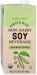Trader Joe's Organic Non-Dairy Soy Beverage Unsweetened, 946mL